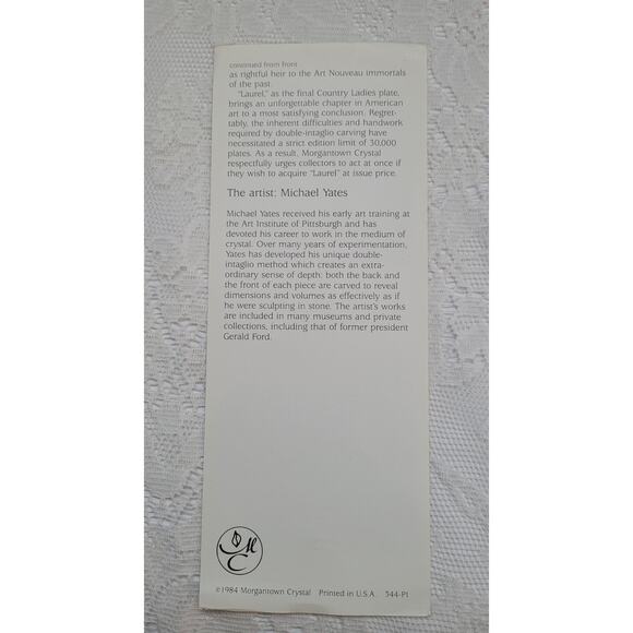 Morganstown Michael Yates full lead hand carved crystal plate, "Laurel" - Picture 5 of 5